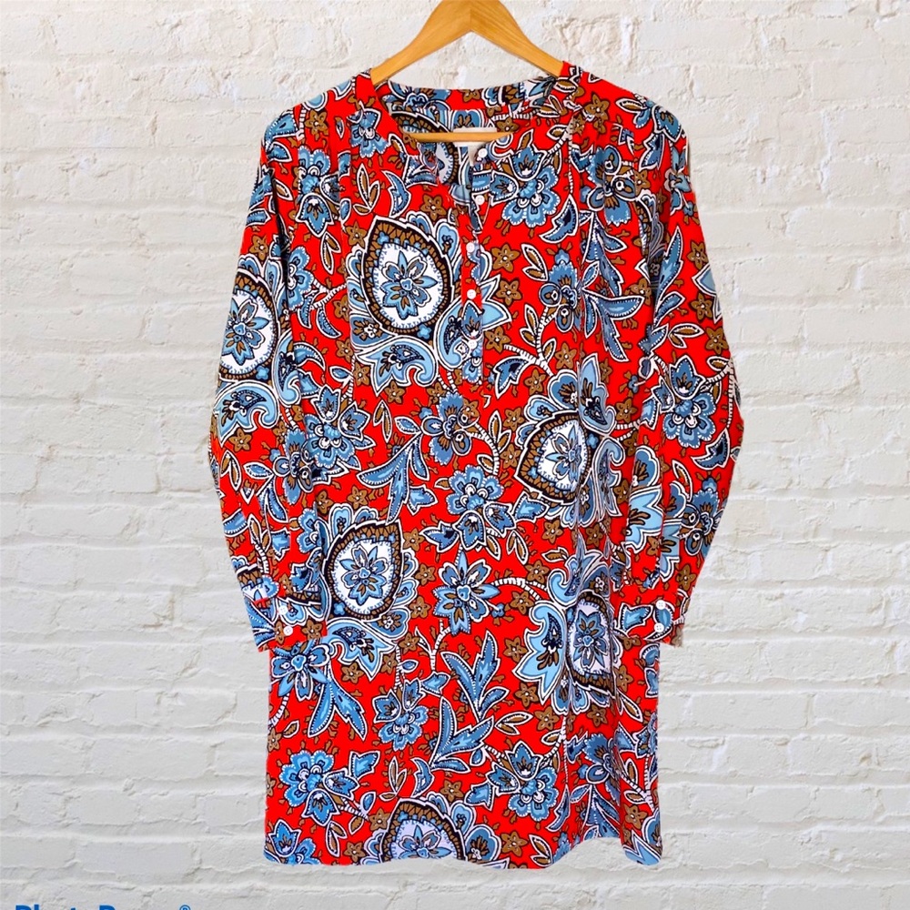 LOFT Paisley Popover Shirt Dress Size Small